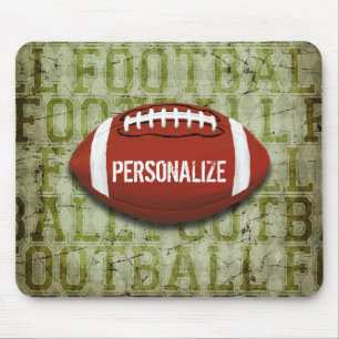 Personalised Green Grunge Football Mouse Pad