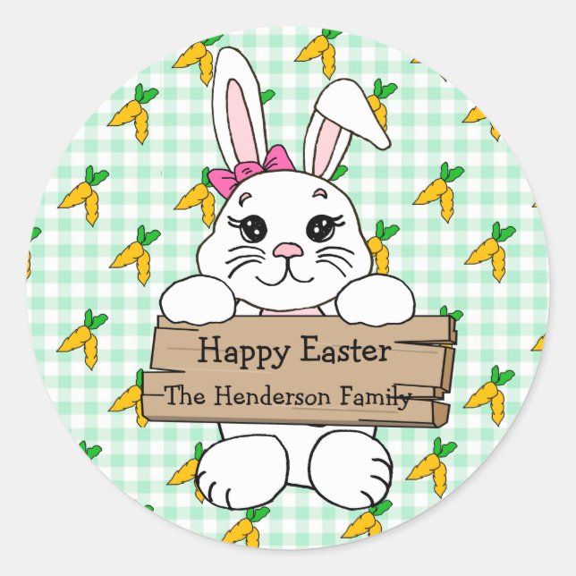 Personalised Green  Happy Easter to you Stickers (Front)