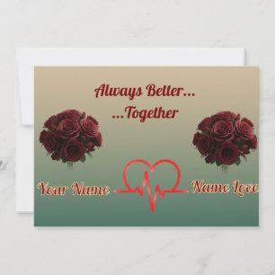 Personalised Green Heart&Bouquet-valentine's card