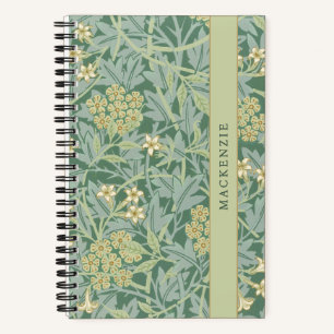 Personalised Green Jasmine Floral Pattern Notebook