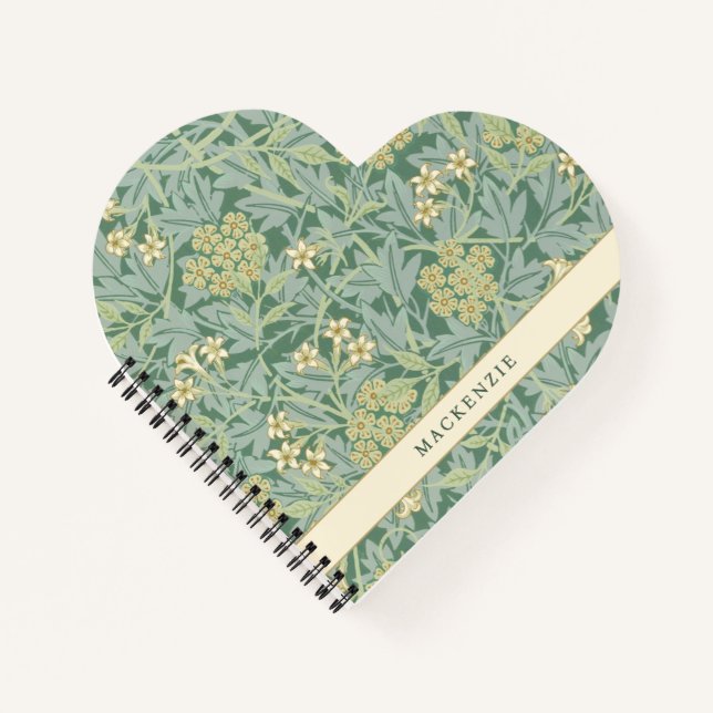 Personalised Green Jasmine Floral Pattern Notebook (Front)