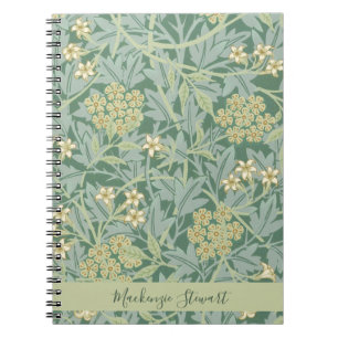 Personalised Green Jasmine Floral Pattern Notebook