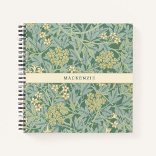 Personalised Green Jasmine Floral Pattern Notebook