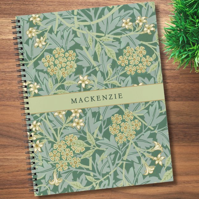 Personalised Green Jasmine Floral Pattern Notebook (Creator Uploaded)
