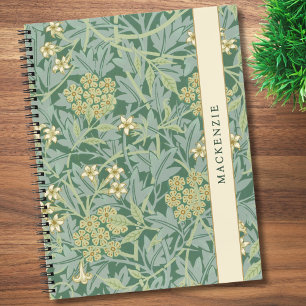 Personalised Green Jasmine Floral Pattern Notebook