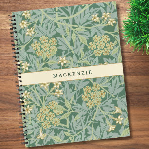 Personalised Green Jasmine Floral Pattern Notebook