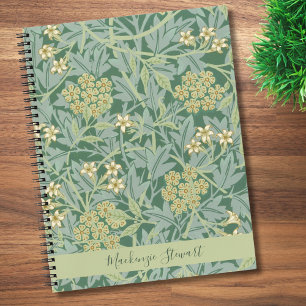 Personalised Green Jasmine Floral Pattern Notebook