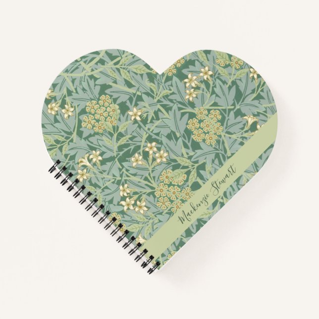 Personalised Green Jasmine Floral Pattern Notebook (Front)