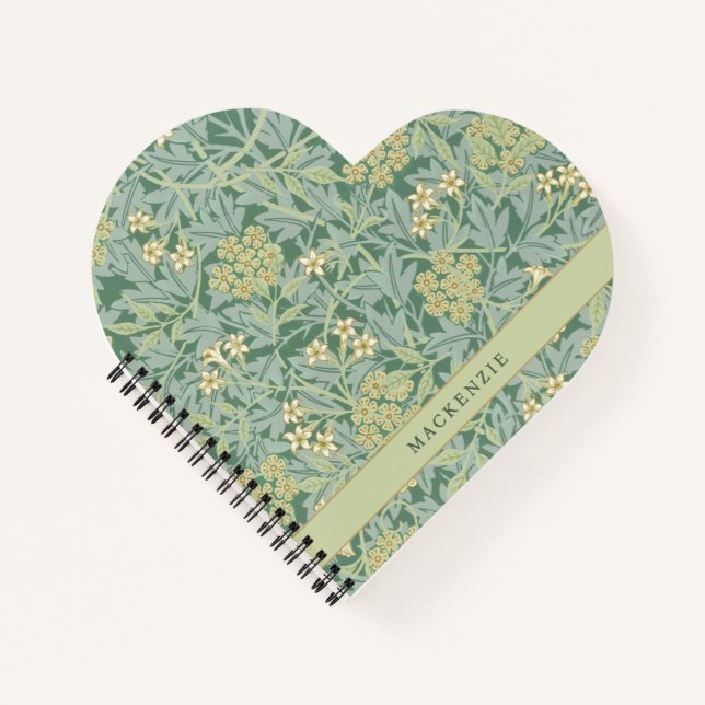 Personalised Green Jasmine Floral Pattern Notebook (Front)