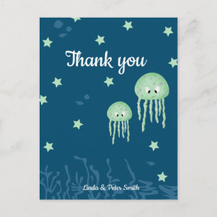Personalised Green Jellyfish Neutral Thank You Postcard