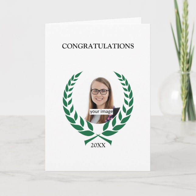 Personalised Green Laurel Graduation Card (Front)