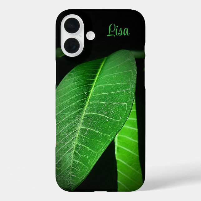 Personalised Green Leaf Apple iPhone Case (Back)
