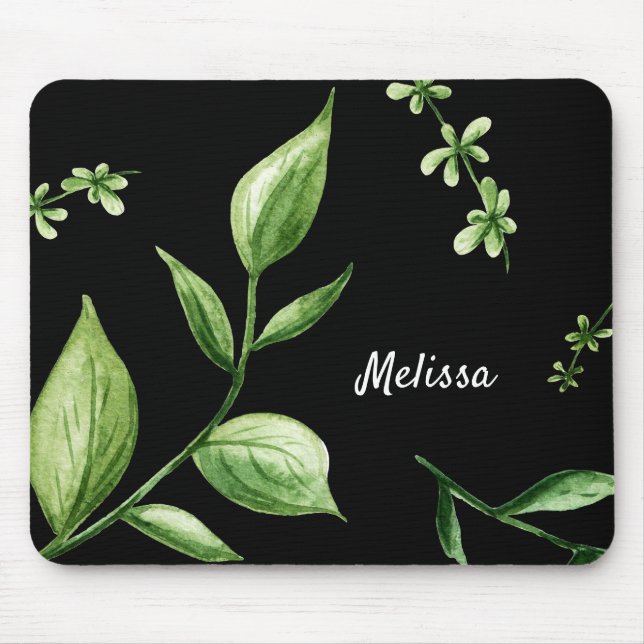 Personalised Green Leaves Mouse Pad (Front)