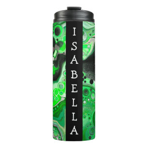 Personalised Green Marble Art Digital Fluid Art   Thermal Tumbler
