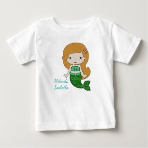 Personalised  Green Mermaid Baby Dress T-Shirt