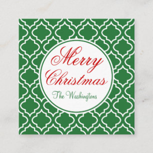 Personalised Green Merry Christmas Gift Tag Cards