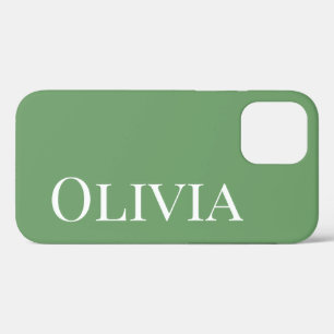 Personalised Green Modern Simple Typography iPhone 12 Pro Case