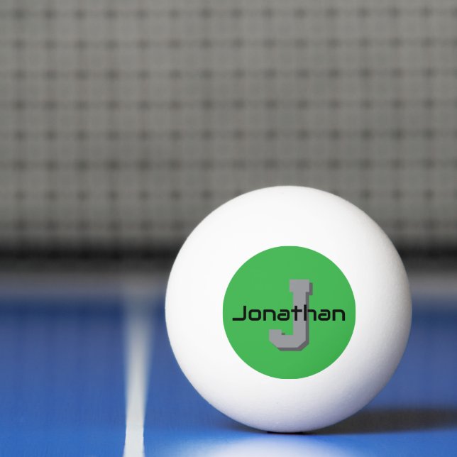 Personalised Green Monogram Initial Design  Ping Pong Ball (Net)