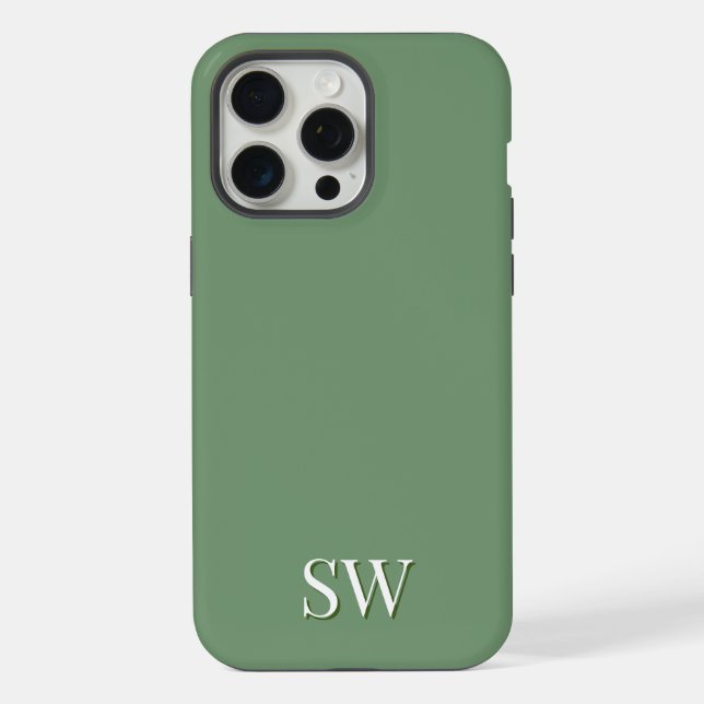 Personalised green monogram iPhone case (Back)