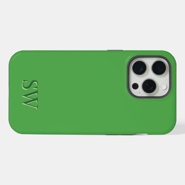 Personalised green monogram iPhone case (Back Horizontal)