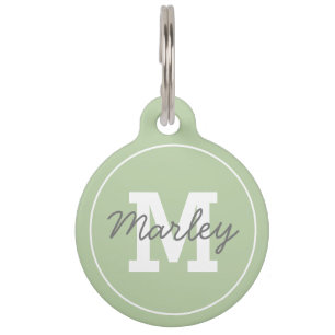 Personalised Green Monogram Pet Name Tag