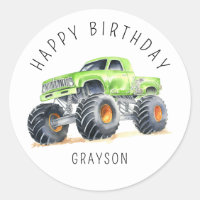 Personalised Green Monster Truck Birthday Gift