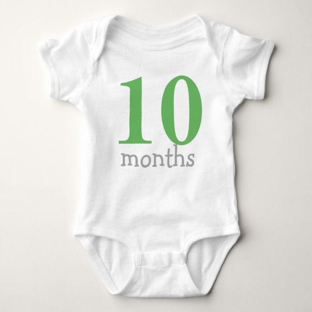 Personalised Green Monthly Baby Baby Bodysuit (Front)