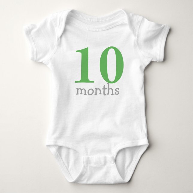 Personalised Green Monthly Baby Bodysuit (Front)