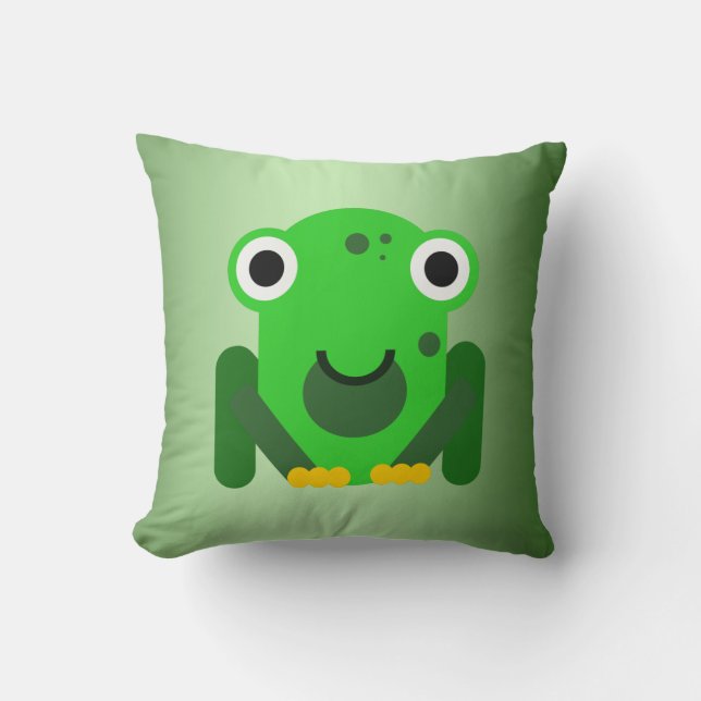 Personalised green Mr. Frog Cushion (Front)