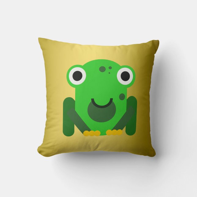 Personalised green Mr. Frog Cushion (Front)