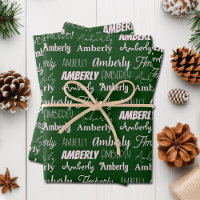Personalised Green Name Font Collage Christmas
