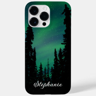 Personalised Green Northern Lights Forest Case-Mate iPhone 14 Pro Max Case