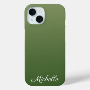 Personalised green ombre iPhone 15 case