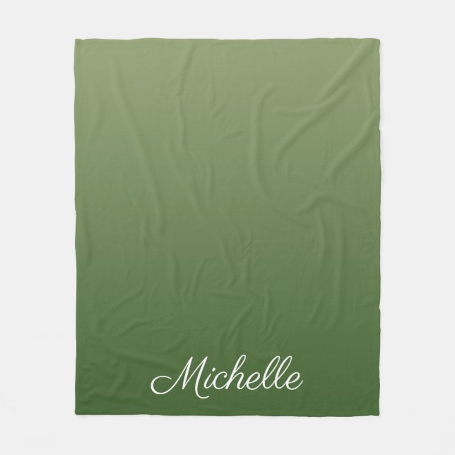 Personalised green ombre fleece blanket (Front)