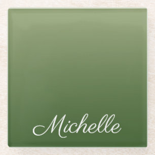 Personalised green ombre glass coaster