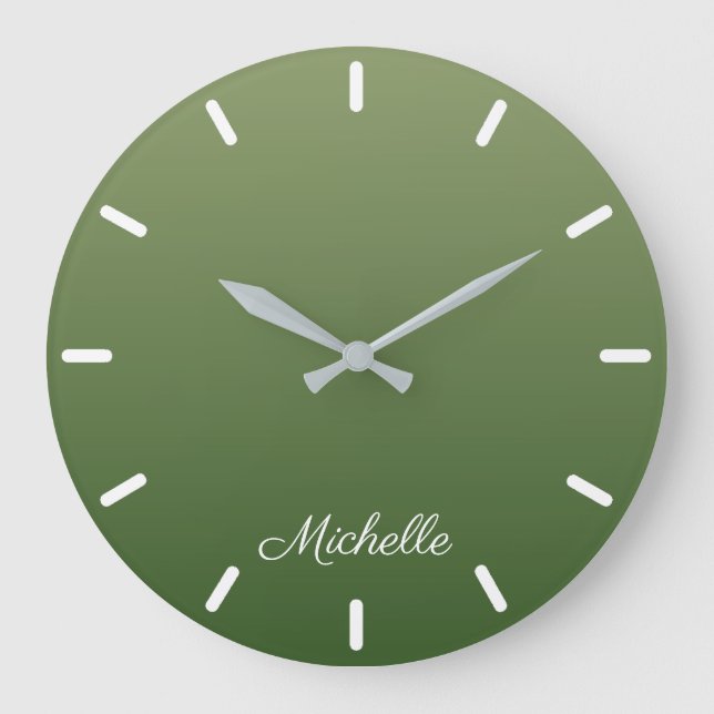 Personalised green ombre large clock (Front)