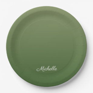 Personalised green ombre paper plate