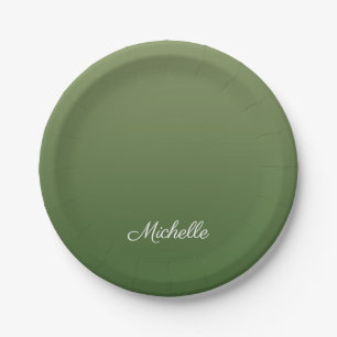 Personalised green ombre paper plate
