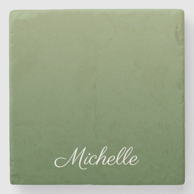 Personalised green ombre stone coaster (Front)