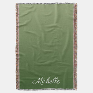 Personalised green ombre throw blanket