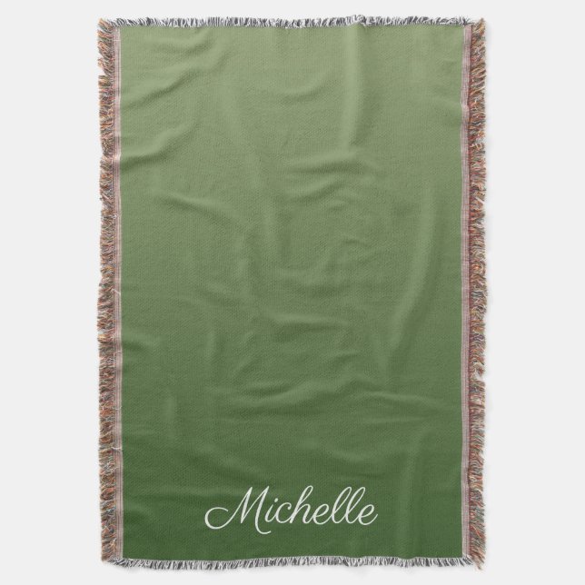 Personalised green ombre throw blanket (Front Vertical)