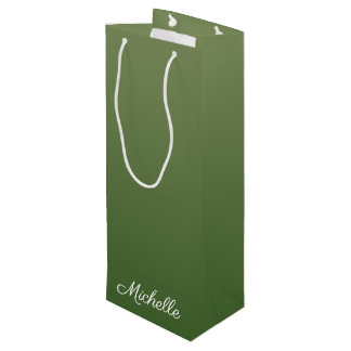 Personalised green ombre wine gift bag