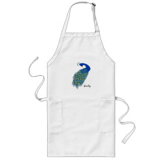 Personalised Green Peacock Design Long Apron