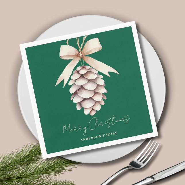 Personalised Green Pinecone Christmas  Napkin (Creator Uploaded)