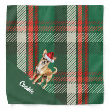 Personalised Green Plaid Chihuahua Dog Christmas