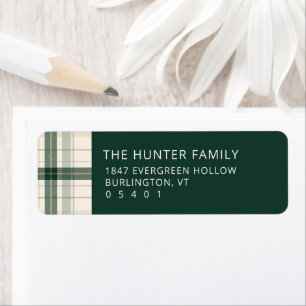 Personalised Green Plaid Holiday Return Address Label