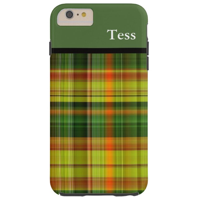 Personalised Green Plaid iPhone Case (Back)