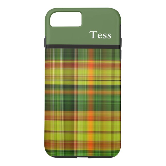Personalised Green Plaid iPhone Case (Back)