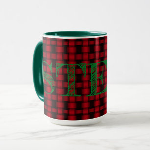 Personalised Green, Red & Black Woven Combo Mug