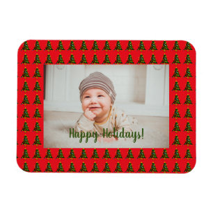 Personalised Green-Red Christmas Tree Magnet